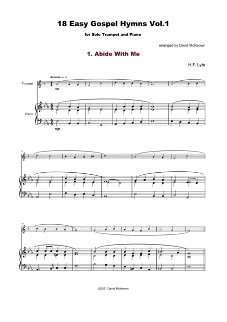 18 Gospel Hymns Vol.1 for Solo Trumpet and Piano Trumpet Solo scores gallery preview page 2