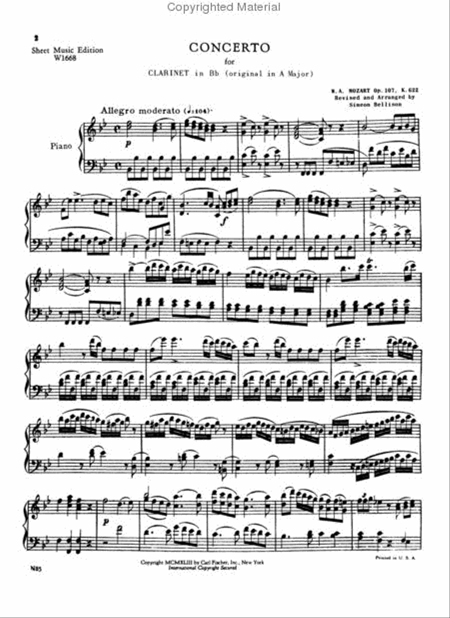 Concerto for Clarinet, K. 622 Clarinet Solo scores gallery preview page 2