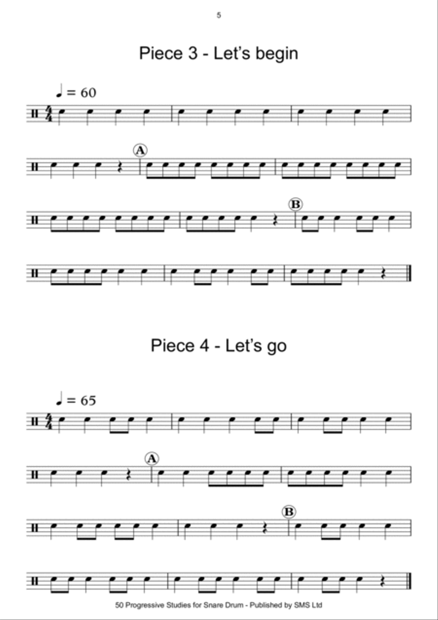 50 Progressive Snare Drum Studies Snare Drum scores gallery preview page 5