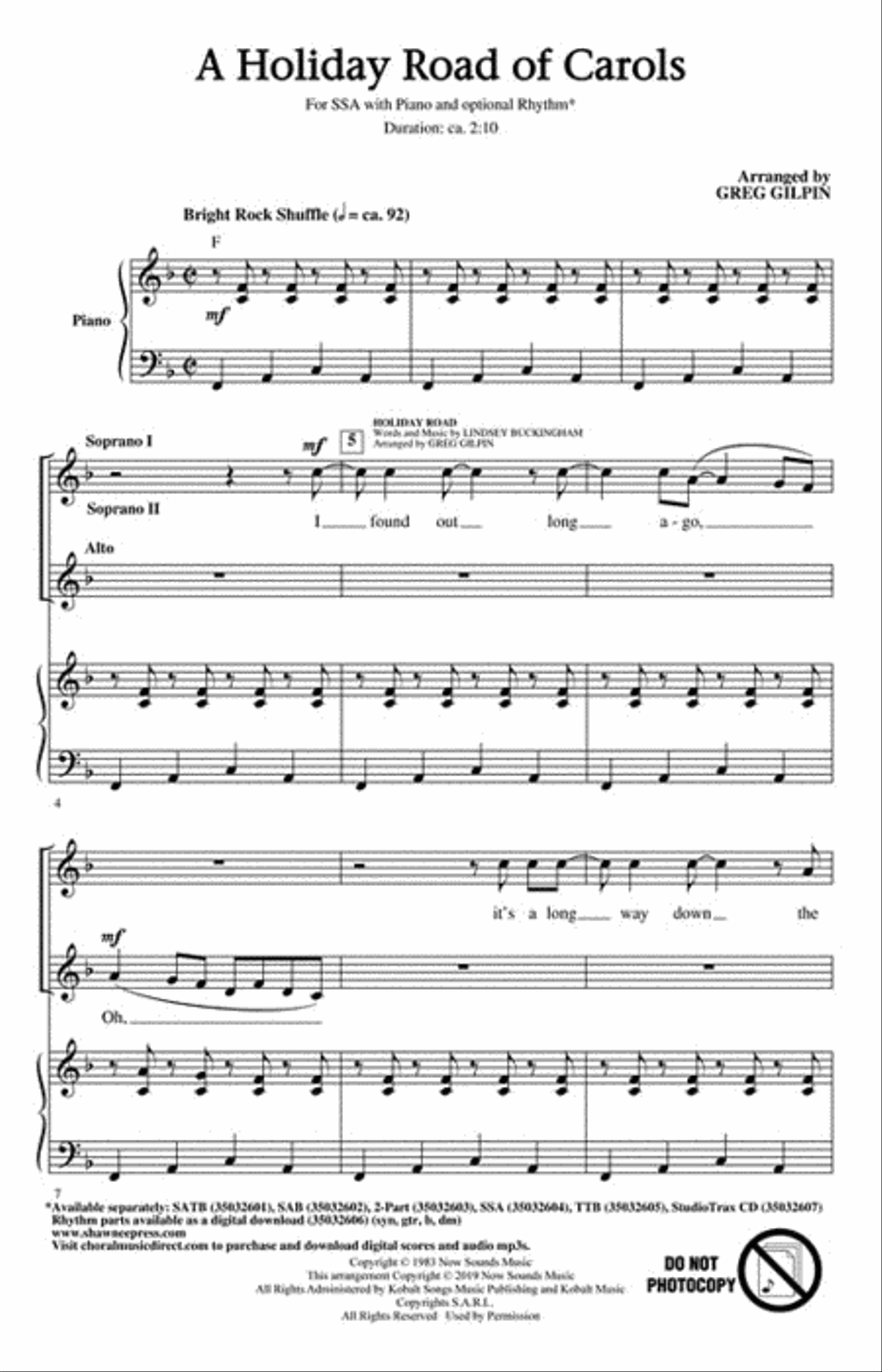 A “Holiday Road” of Carols SSA scores gallery preview page 2
