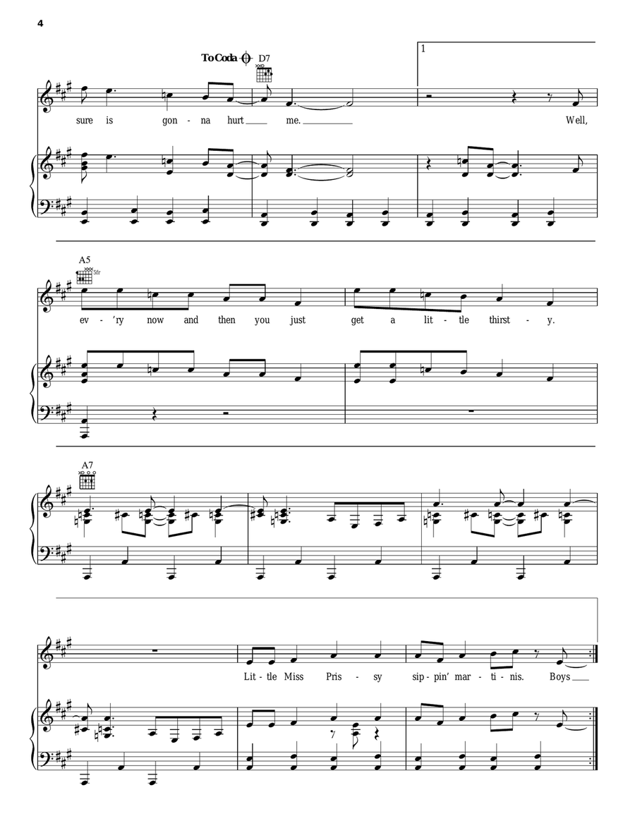 Thirsty Thirsty Piano, Vocal, Guitar scores gallery preview page 4