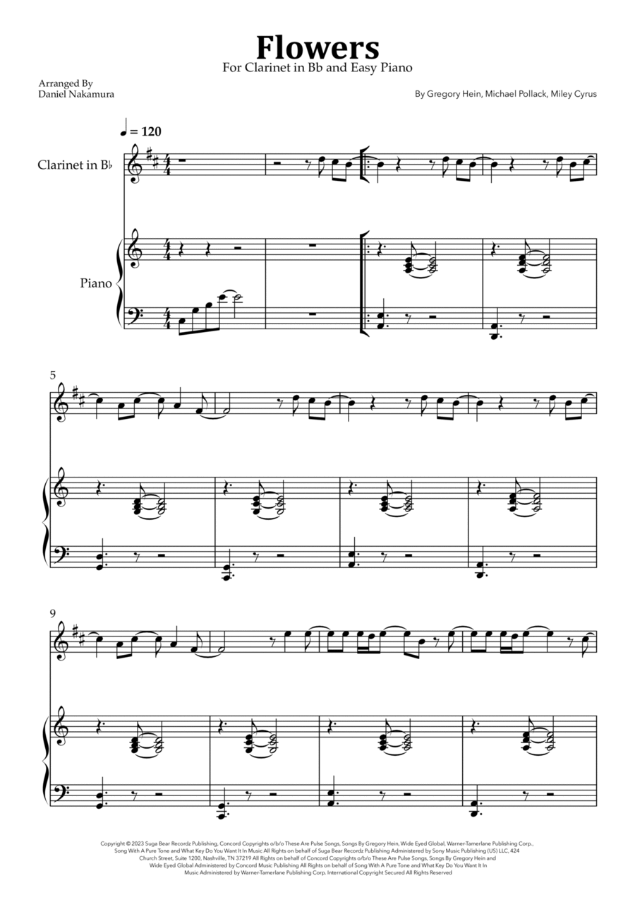 Flowers B-Flat Clarinet scores gallery preview page 1