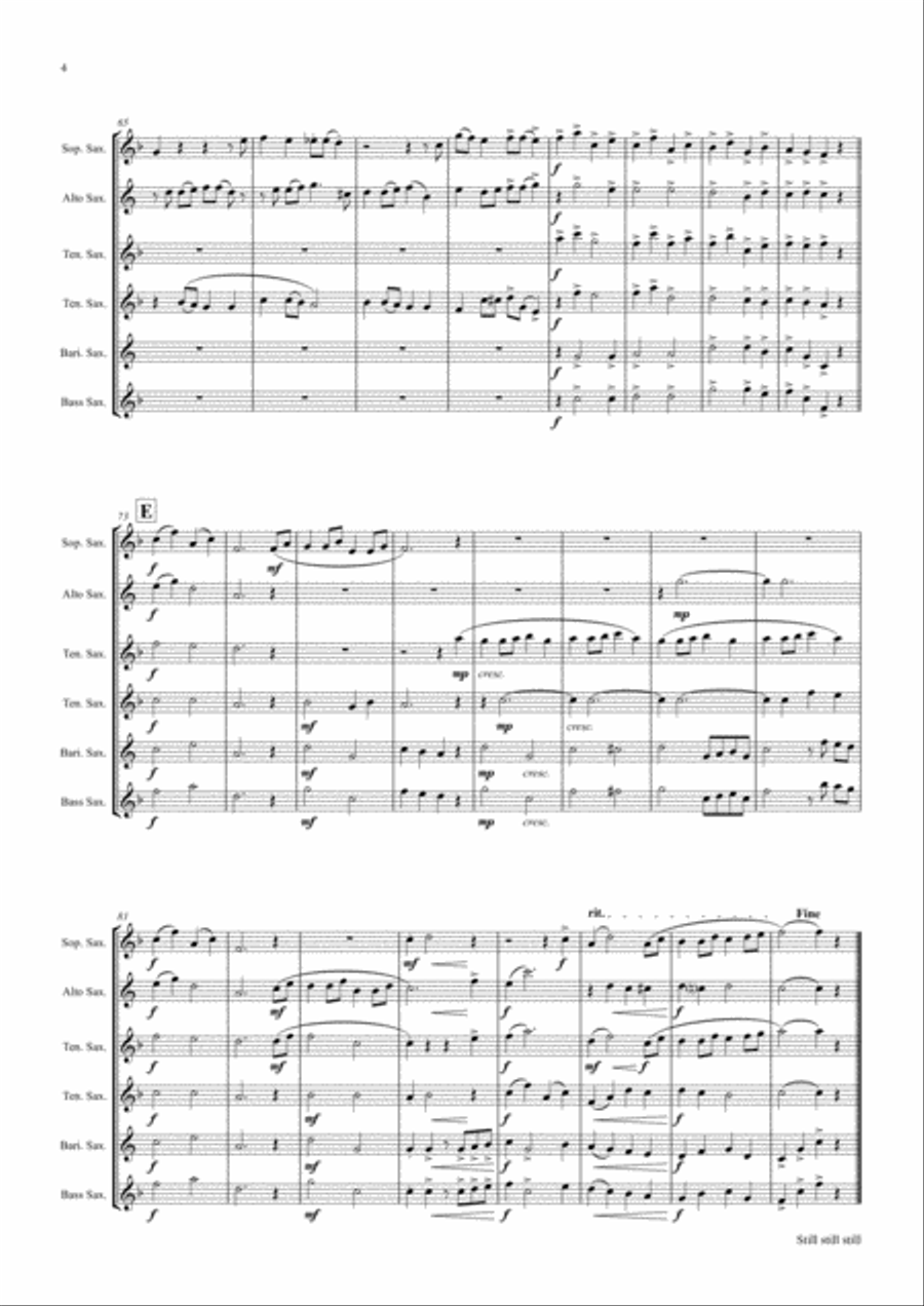 Still Still Still - Christmas song - Saxophone Quintet Saxophone Quintet scores gallery preview page 4