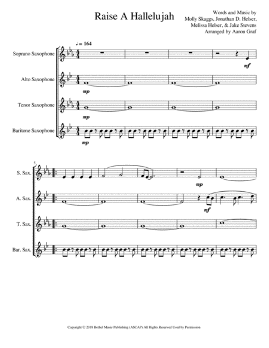 Raise A Hallelujah Raise A Hallelujah Woodwind Quartet scores gallery preview page 1