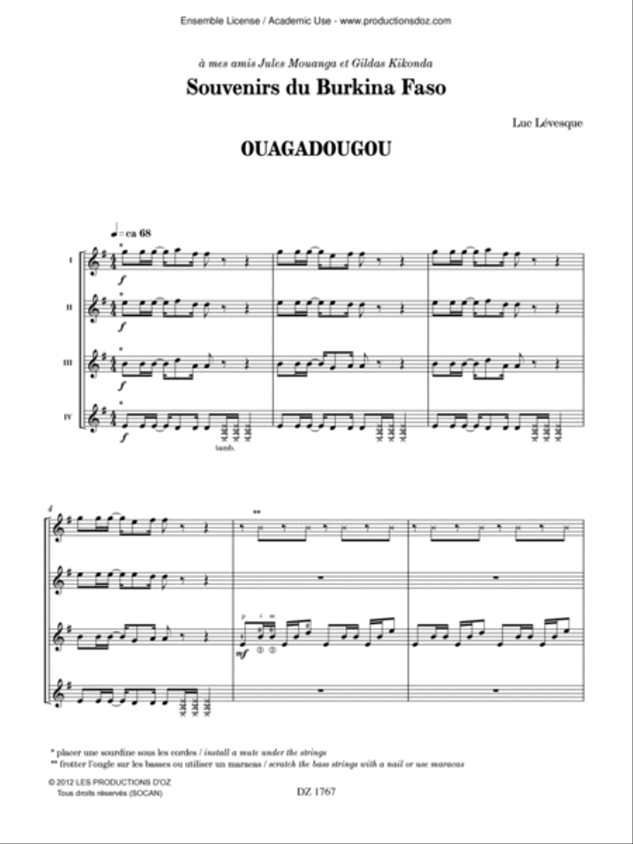 Souvenirs du Burkina Faso / Ouagadougou Guitar Ensemble scores gallery preview page 3