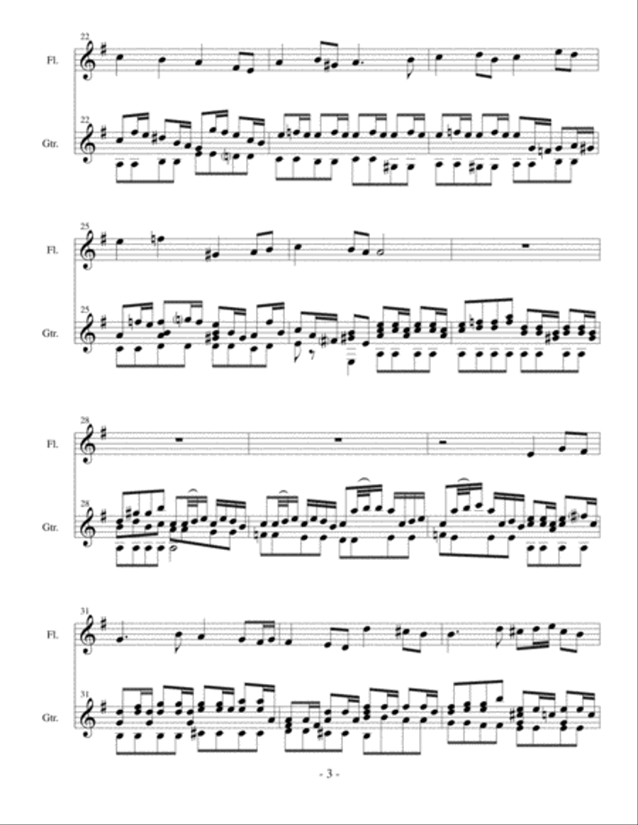 Sheep May Safely Graze (J.S. Bach) for flute (violin, oboe), and classical guitar Small Ensemble scores gallery preview page 4