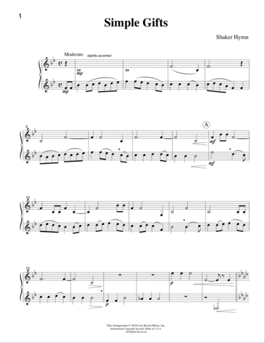 Simple Gifts (Shaker Song) for Horn Duet (Music for Two French Horns) Brass Duet scores gallery preview page 3