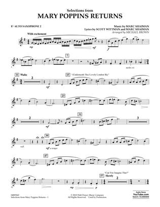 Selections from Mary Poppins Returns (arr. Michael Brown) - Eb Alto Saxophone 2