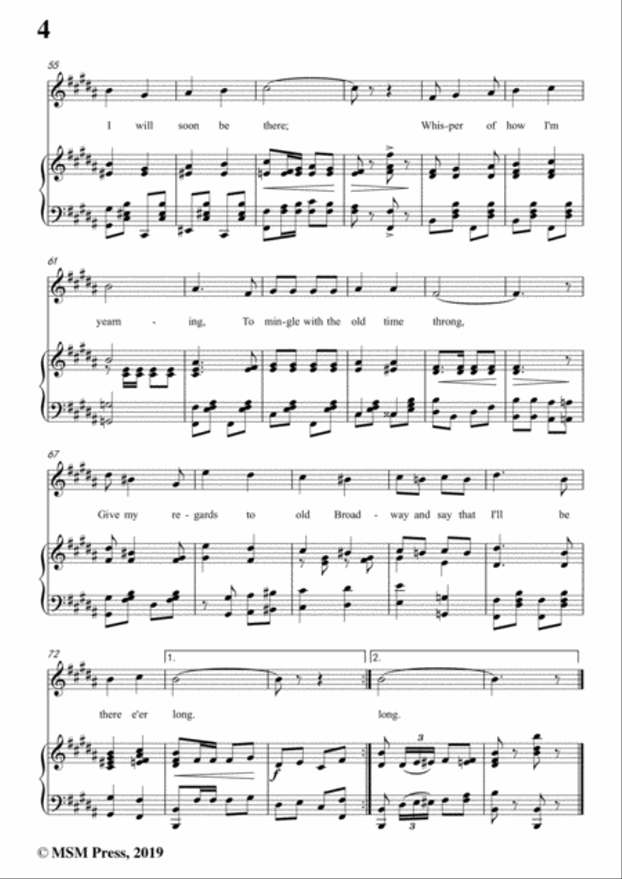 George M. Cohan-Give My Regards to Broadway,in B Major,for Voice&Piano Voice scores gallery preview page 6