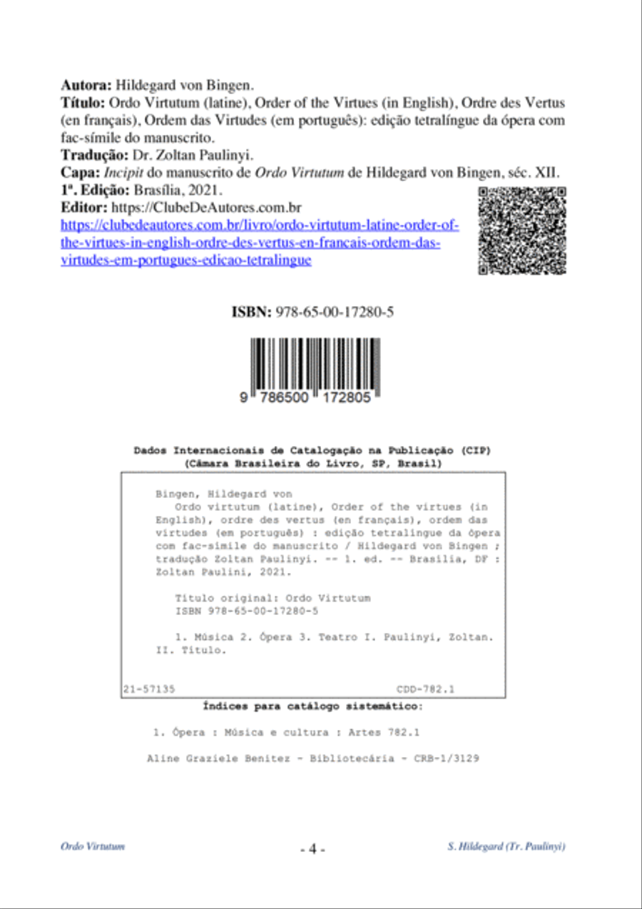 Hildegard von Bingen: Ordo Virtutum (latine), Order of the Virtues (in English), Ordre des Vertus ( Unison Choir scores gallery preview page 4