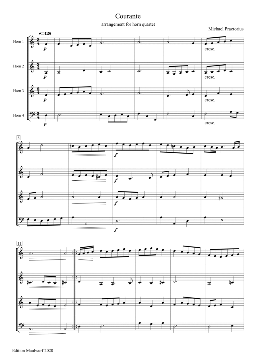 Courante Brass Quartet scores gallery preview page 1
