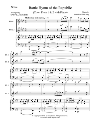 BATTLE HYMN OF THE REPUBLIC (Trio– Flute 1, Flute 2 and Piano/Score and Parts)