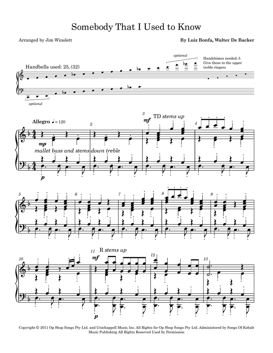 Somebody That I Used To Know Handbell Choir scores gallery preview page 2