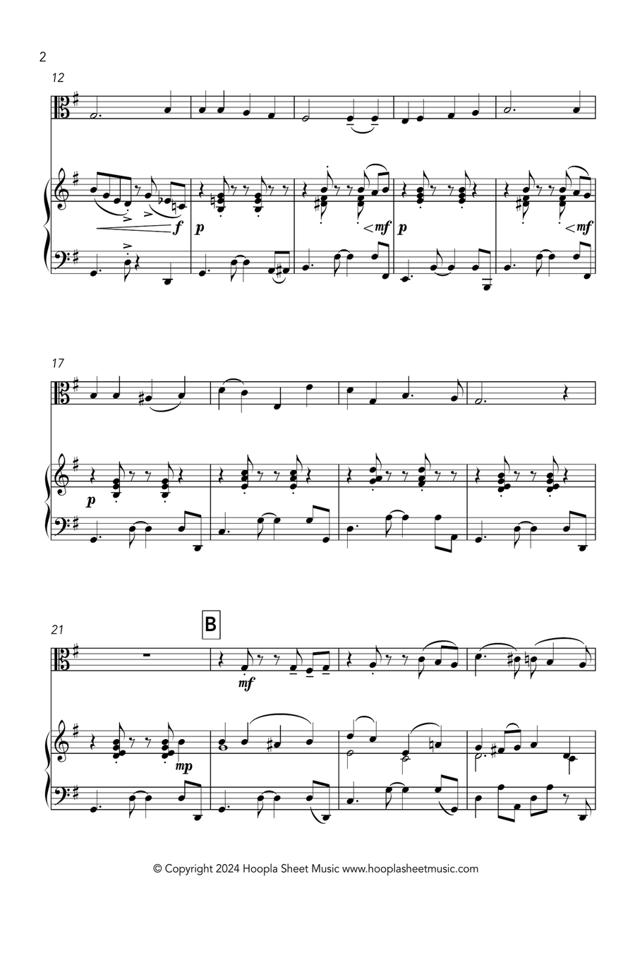 Bethlehem Beguine (O Little Town of Bethlehem Fantasy) Viola scores gallery preview page 2