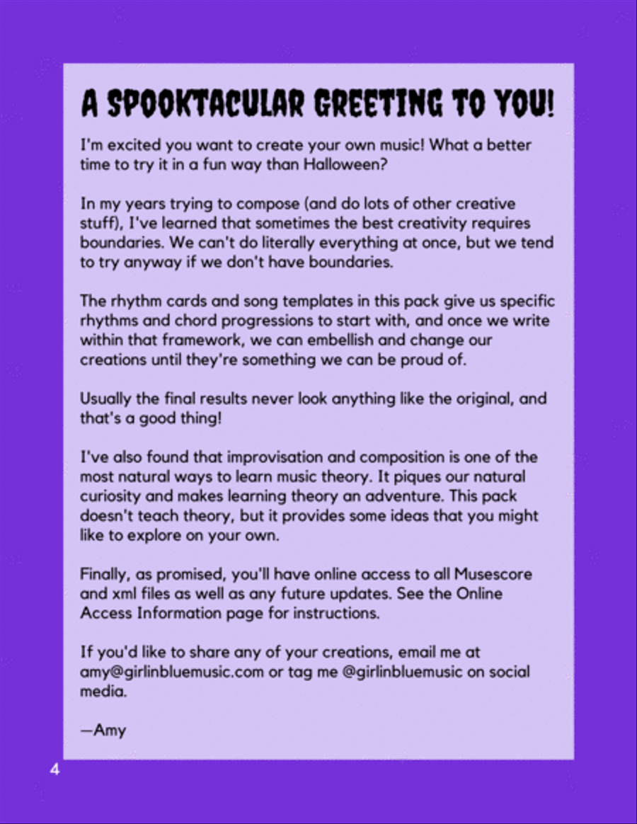 Spooky, Scary Songs: A Halloween Composition Pack Piano Method scores gallery preview page 4