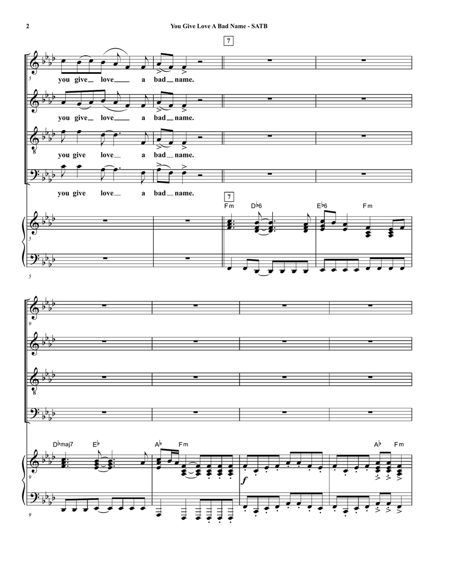 You Give Love A Bad Name 4-Part scores gallery preview page 2