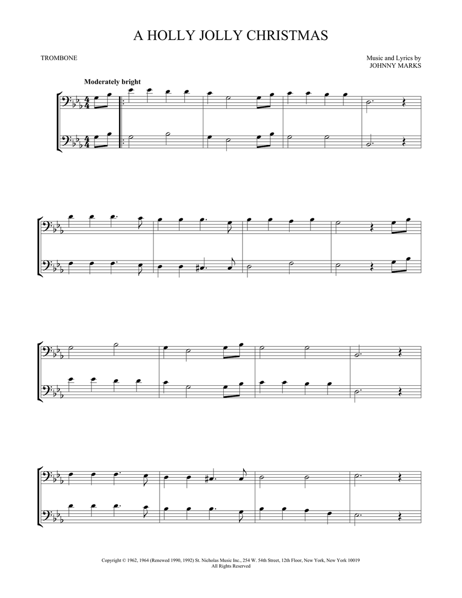 A Holly Jolly Christmas Trombone Duet scores gallery preview page 1