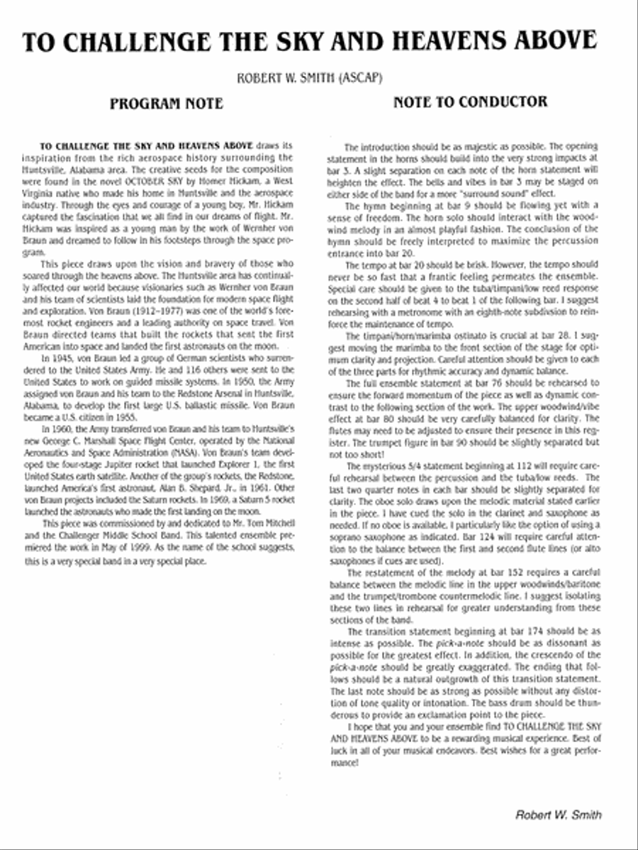 To Challenge the Sky and Heavens Above: Score Concert Band scores gallery preview page 2