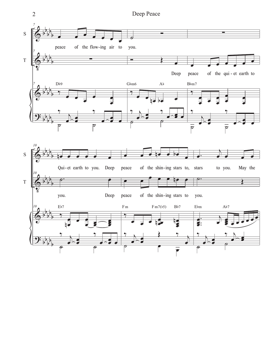Deep Peace (Duet for Soprano and Tenor solo) Tenor Voice scores gallery preview page 2