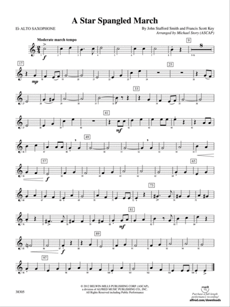 A Star Spangled March: E-flat Alto Saxophone Concert Band scores gallery preview page 1