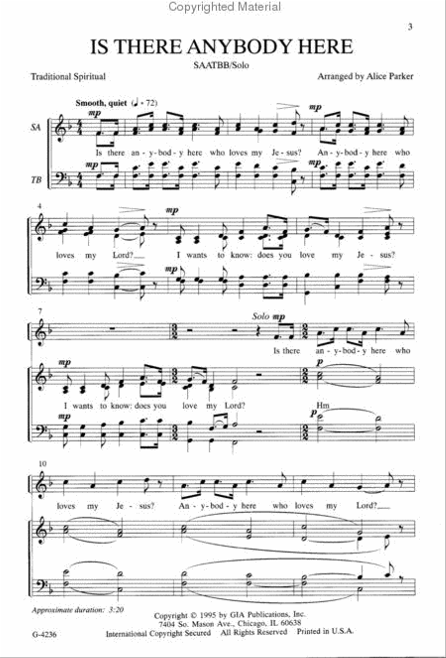 Is There Anybody Here 4-Part scores gallery preview page 2