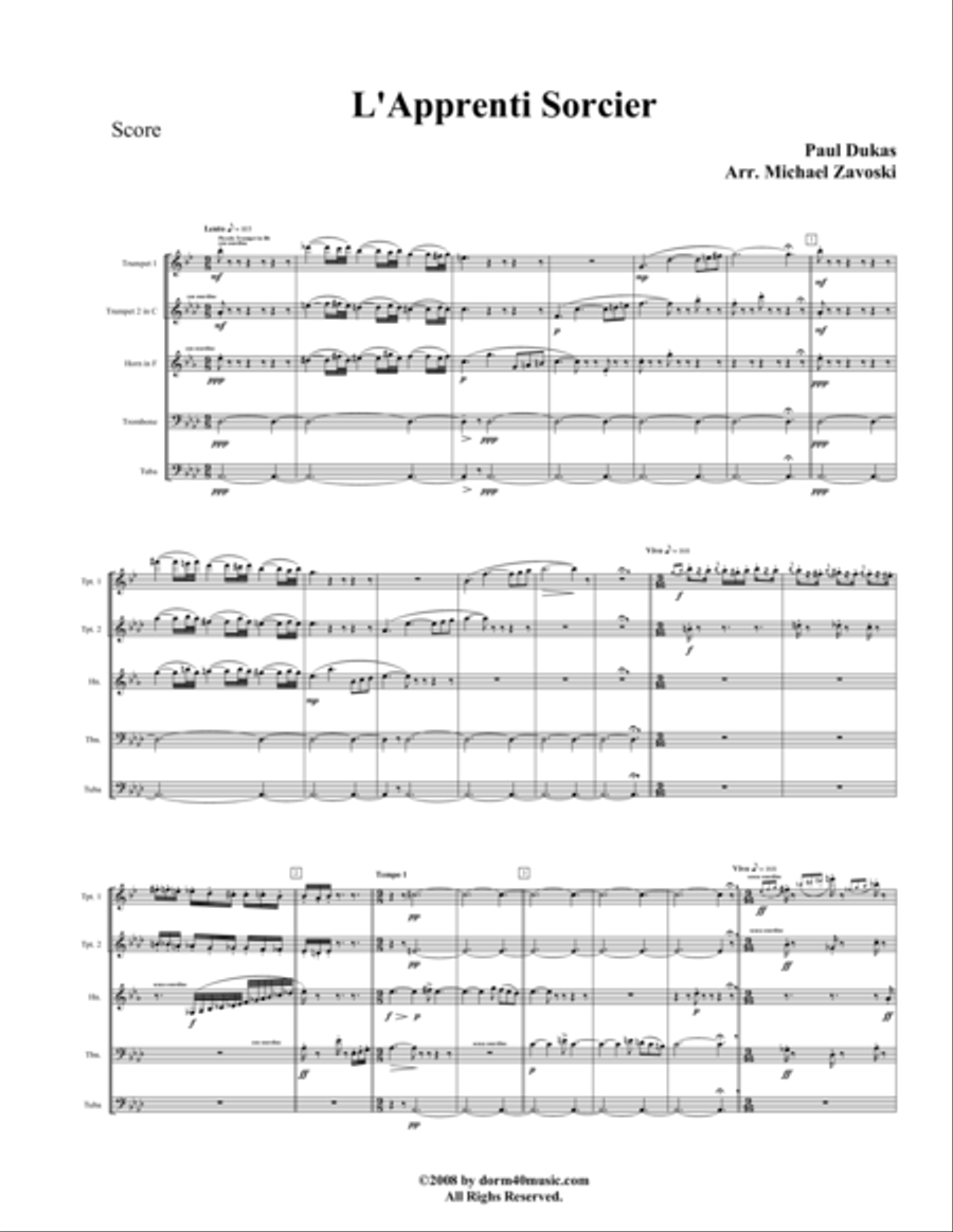 The Sorcerer's Apprentice (L'apprenti sorcier) Brass Ensemble scores gallery preview page 5