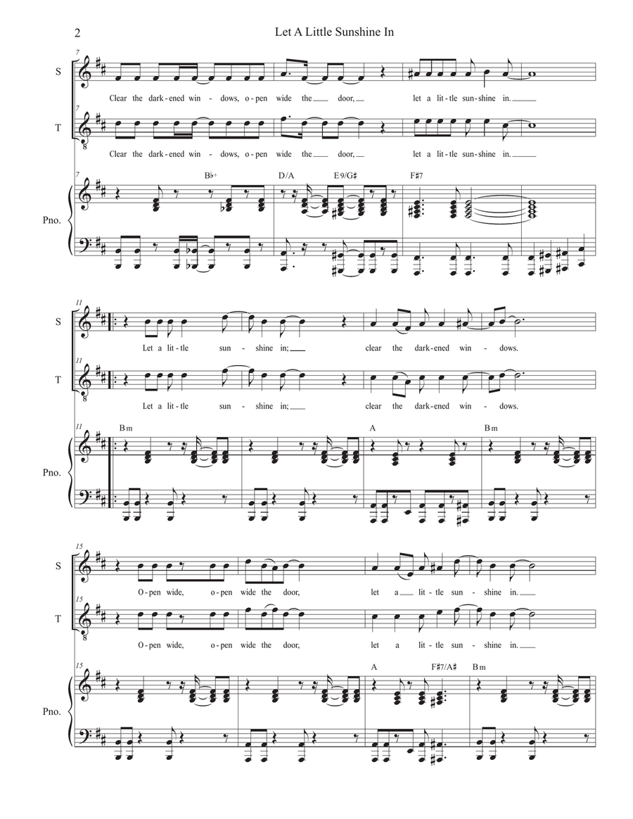 Let A Little Sunshine In (2-part choir - (Soprano and Tenor) 2-Part scores gallery preview page 2
