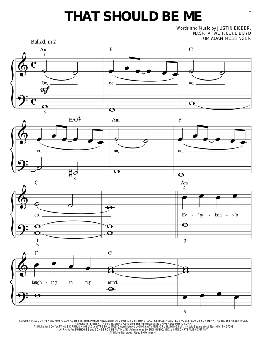 That Should Be Me Easy Piano scores gallery preview page 1