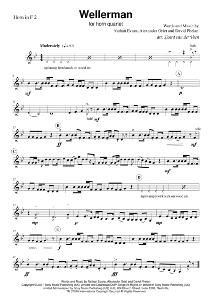 Wellerman Wellerman Brass Quartet scores gallery preview page 6