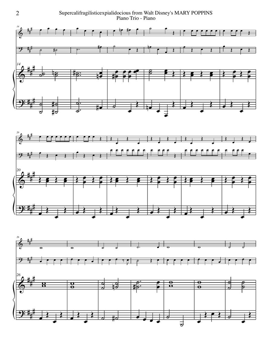Supercalifragilisticexpialidocious from Walt Disney's MARY POPPINS Piano Trio scores gallery preview page 2