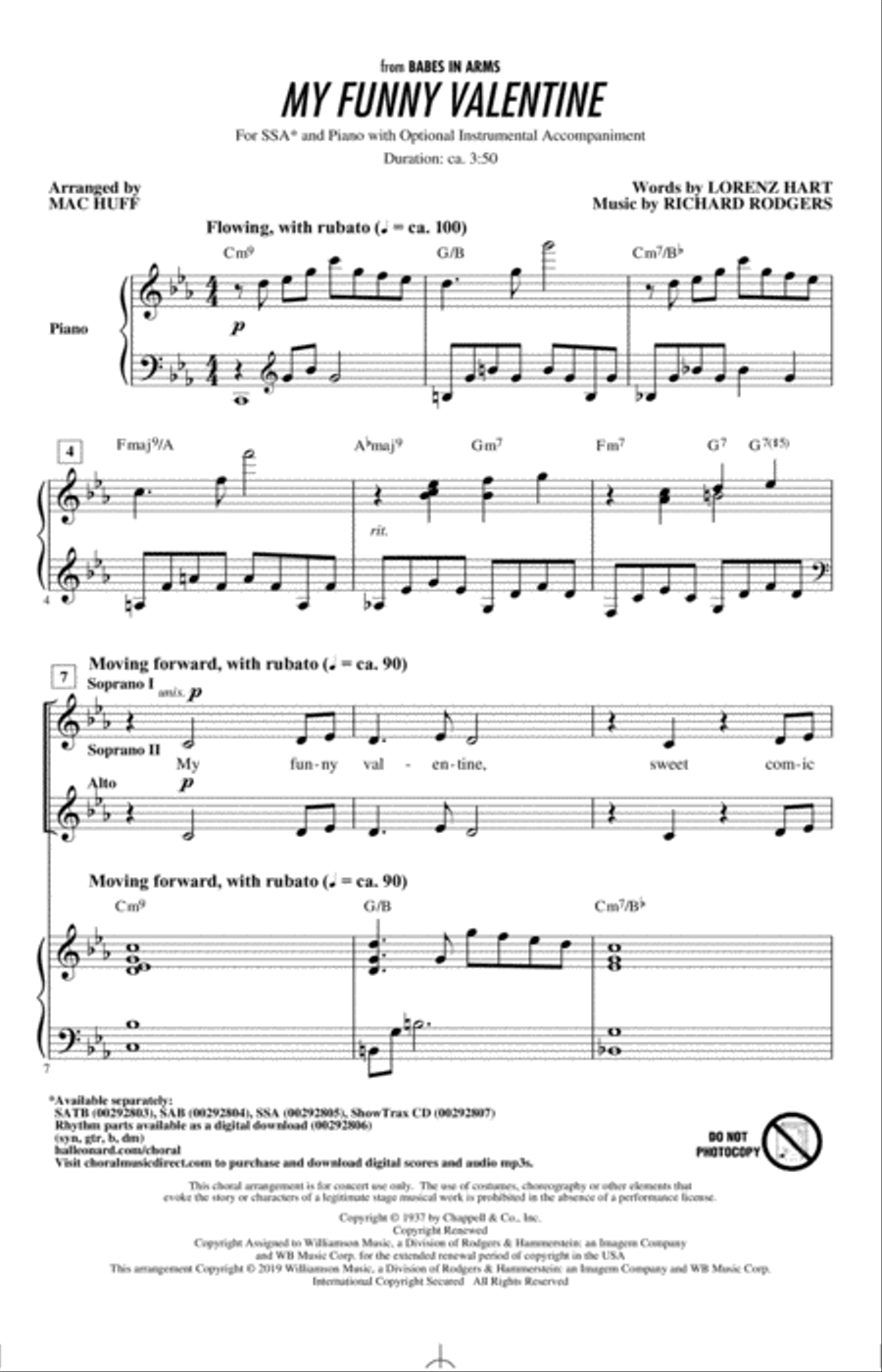 My Funny Valentine (arr. Mac Huff) SSA scores gallery preview page 1