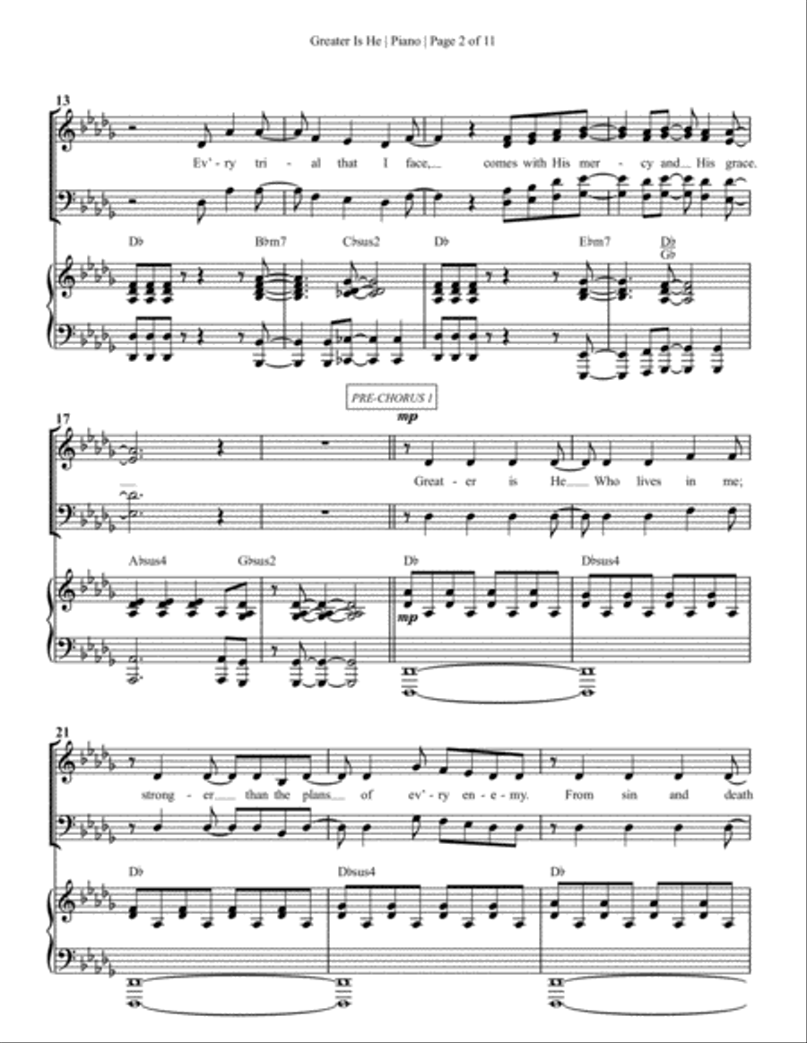 Greater Is He (Anthem) - Piano Accompaniment 4-Part scores gallery preview page 2