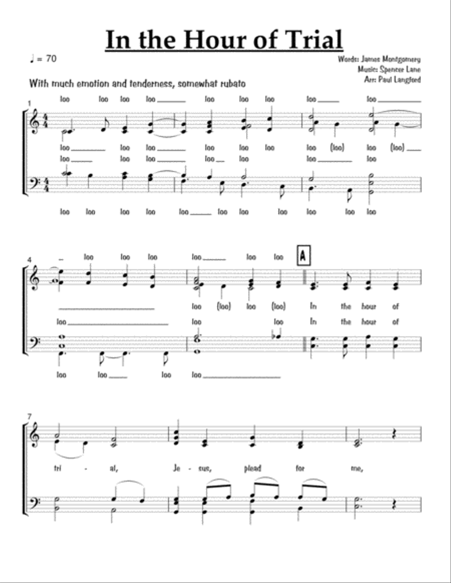 In the Hour Of Trial - SATB acappella 4-Part scores gallery preview page 1