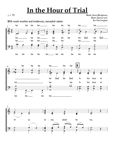 In the Hour Of Trial - SATB acappella image number null