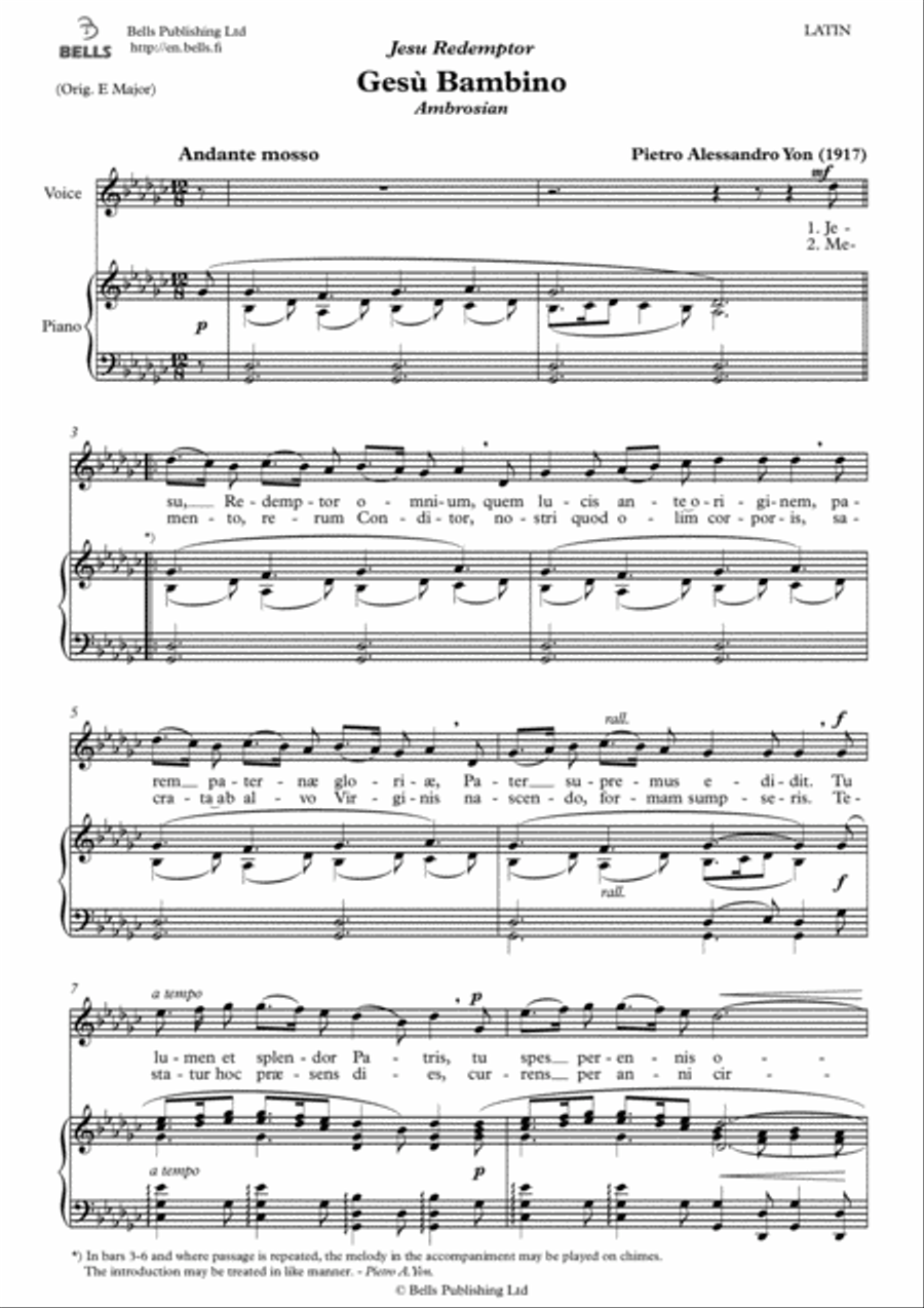 Gesu Bambino (G-flat Major) Voice Solo scores gallery preview page 1