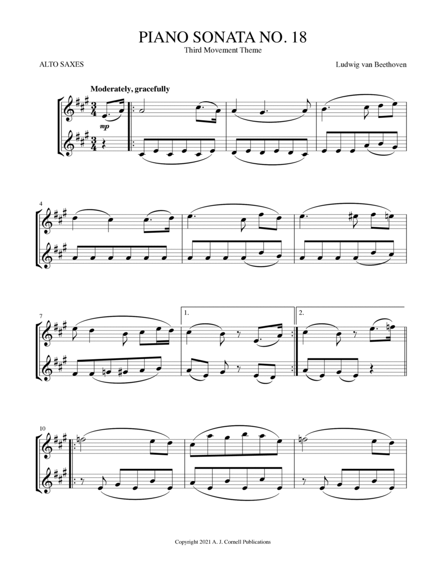 Piano Sonata No. 18, Third Movement Theme image number null