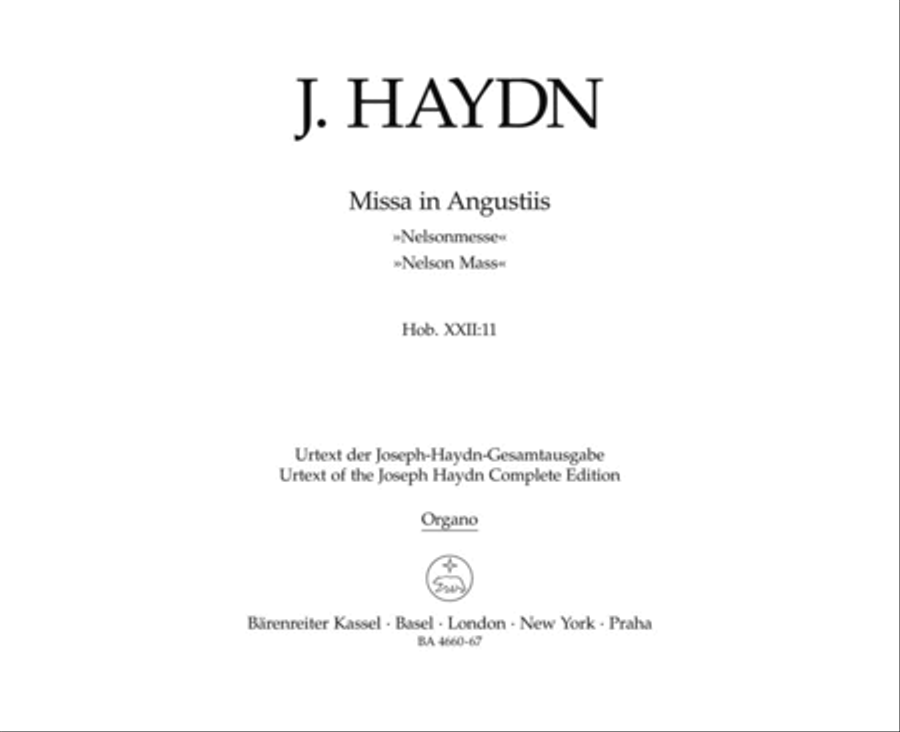 Missa in angustiis Hob.XXII:11 'Nelson Mass' Organ scores gallery preview page 1