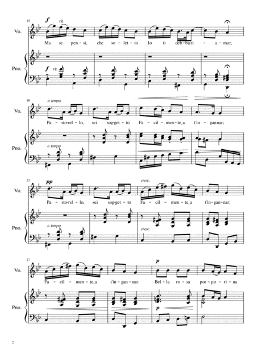Se tu m'ami, se sospiri - G Minor Voice Solo scores gallery preview page 3