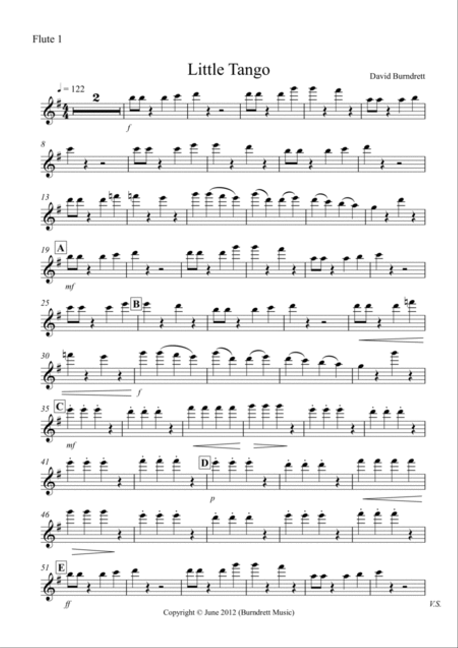 Little Tango for Beginning Flute Quartet Flute Quartet scores gallery preview page 5