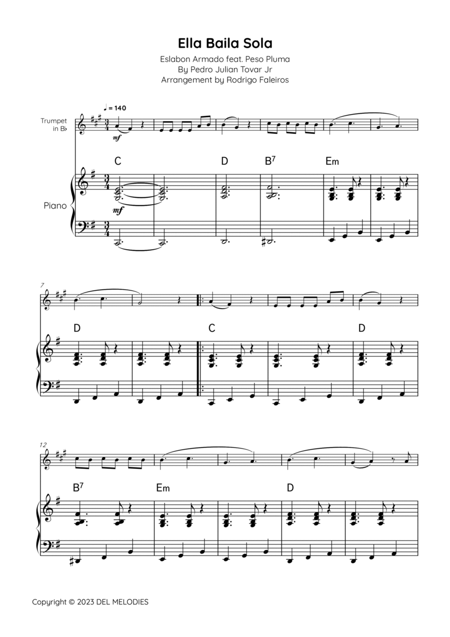 Ella Baila Sola B-Flat Trumpet scores gallery preview page 1