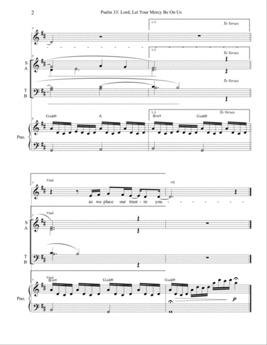 Psalm 33: Lord, Let Your Mercy Be On Us 4-Part scores gallery preview page 2