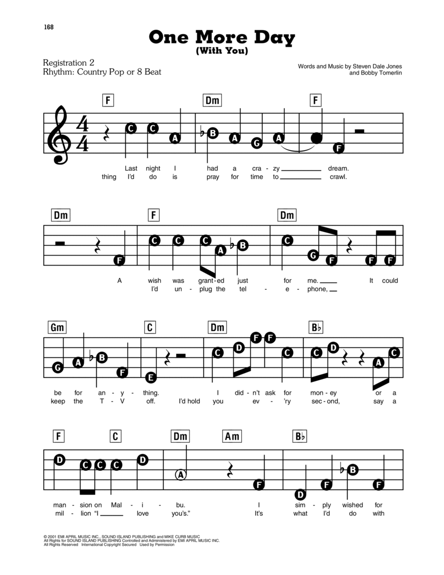 One More Day Electronic Keyboard scores gallery preview page 1