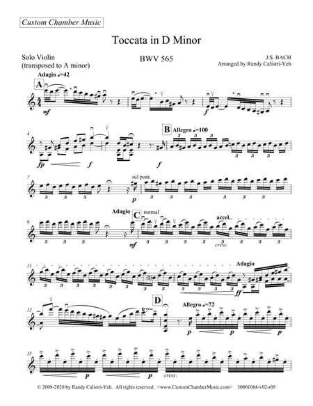 Bach Toccata in D Minor, BWV 565 (solo violin) image number null