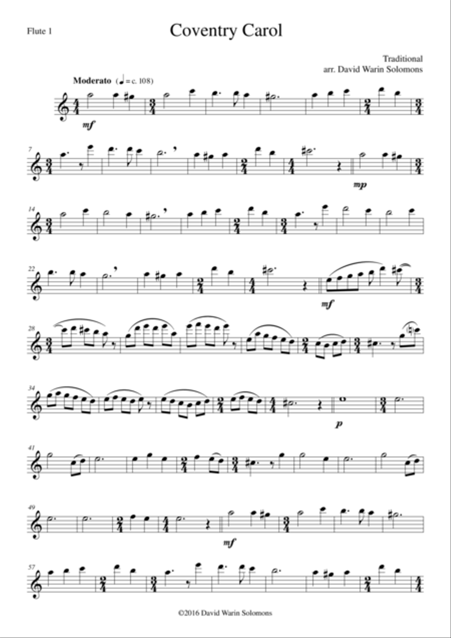 Coventry Carol for flute trio Flute Trio scores gallery preview page 4