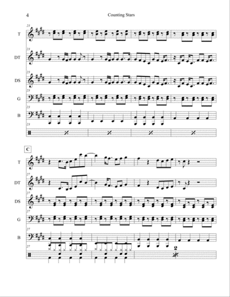 Counting Stars Counting Stars Percussion Ensemble scores gallery preview page 5