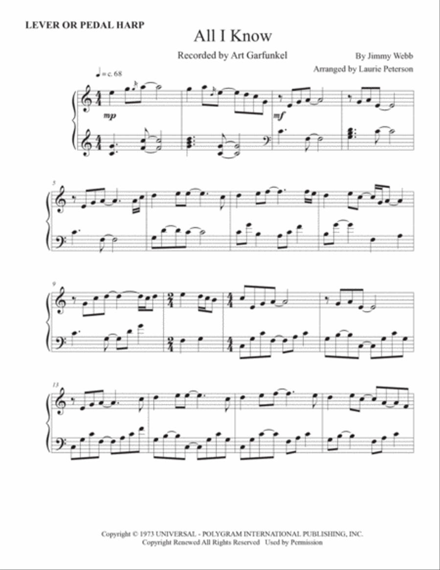 All I Know Celtic Harp scores gallery preview page 2