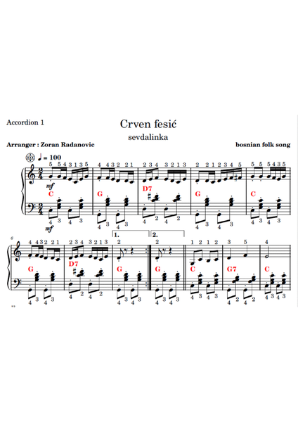 Crven fesić - for accordion duet image number null