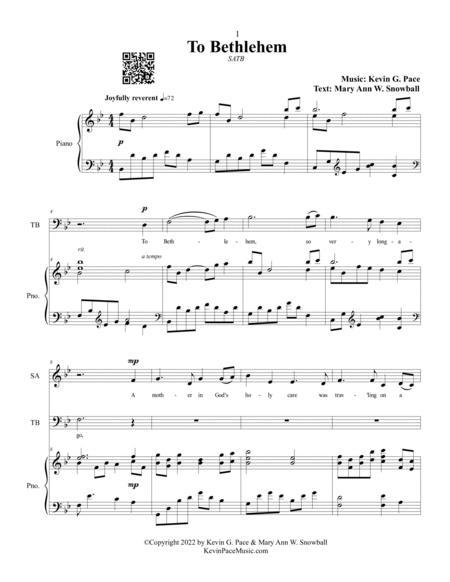 To Bethlehem, sacred Christmas music for SATB Choir image number null
