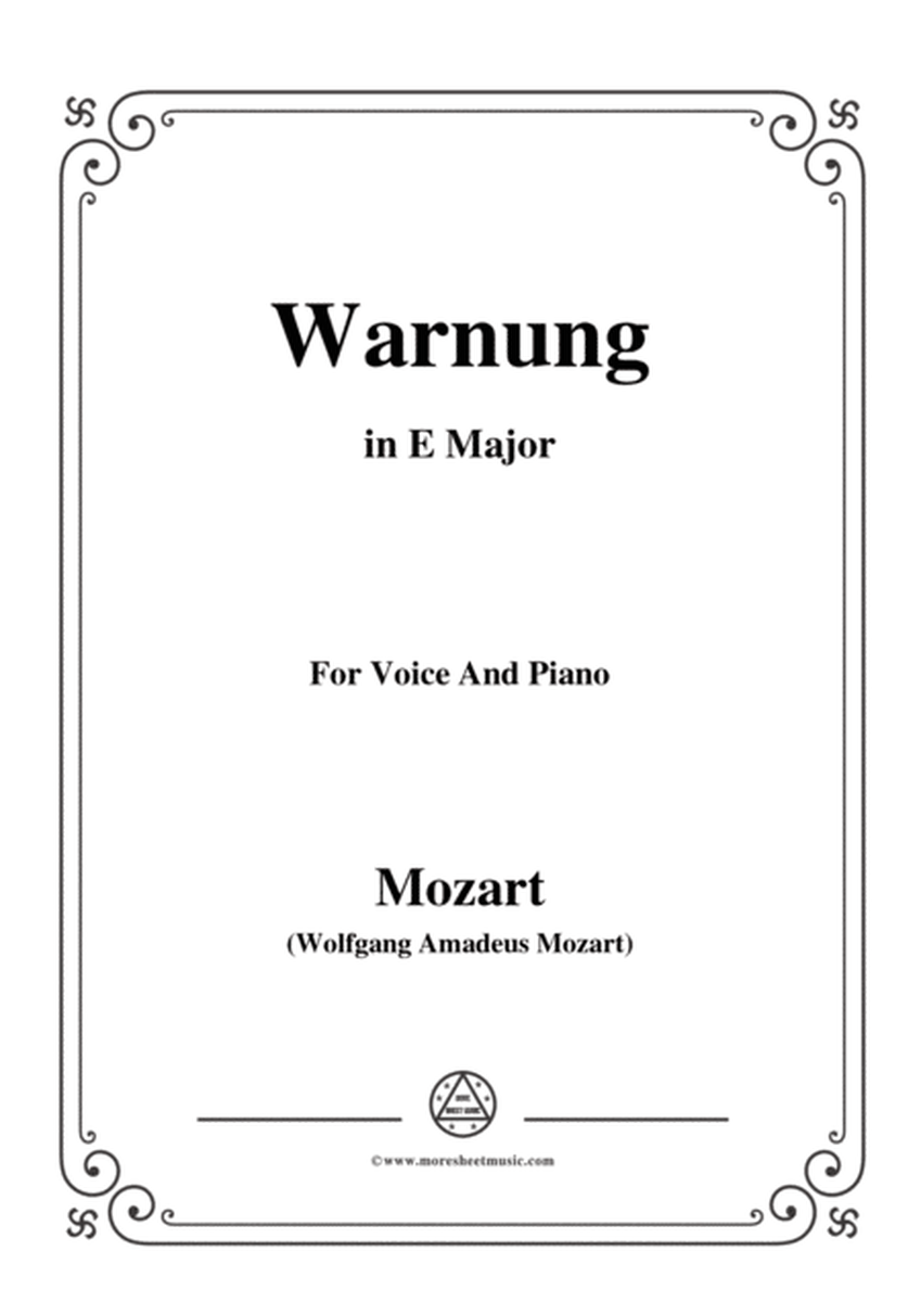 Mozart-Warnung,in E Major,for Voice and Piano image number null