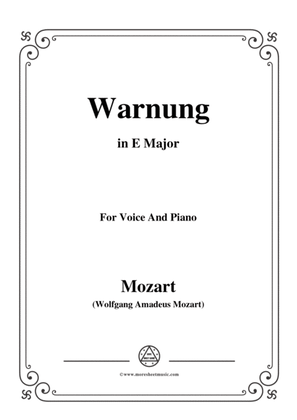 Mozart-Warnung,in E Major,for Voice and Piano